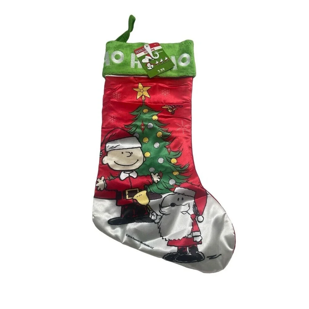 Vintage Peanuts Charlie Brown & Snoopy Ho Ho Ho Christmas Stocking